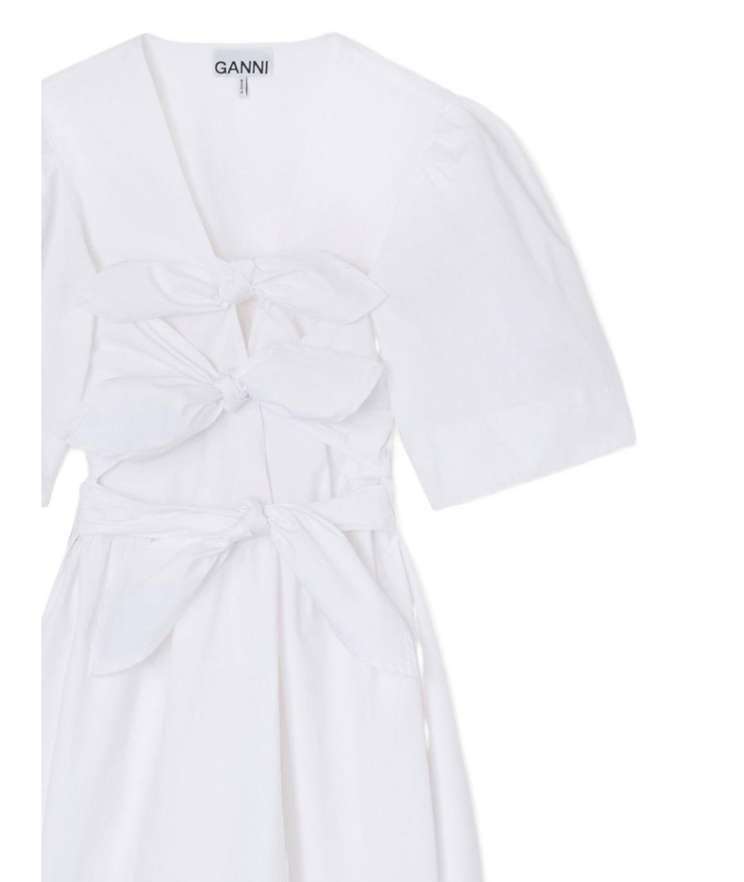 GANNI Белое хлопковое повседневное платье, фото 2