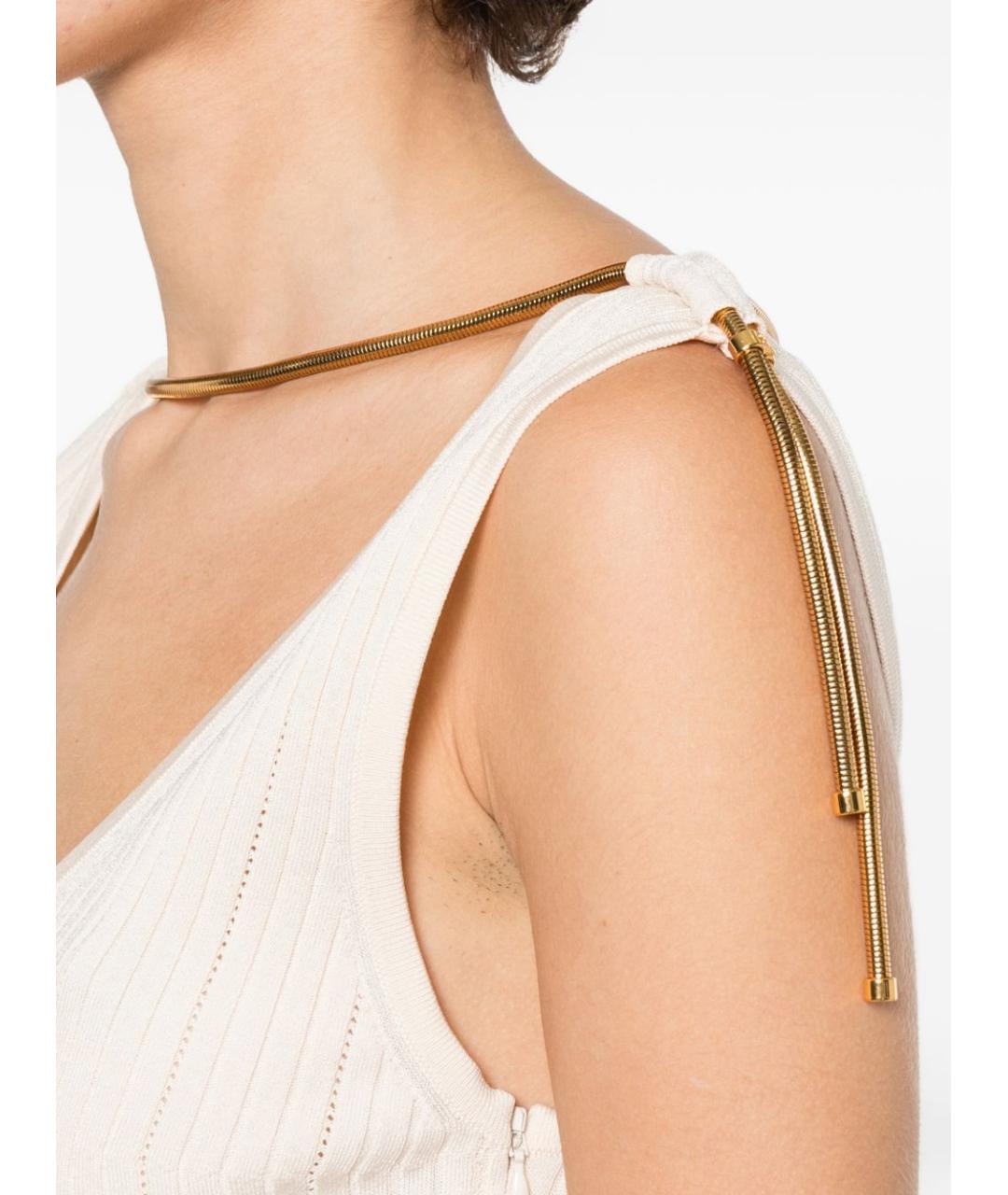 ELISABETTA FRANCHI Бежевое вискозное повседневное платье, фото 2