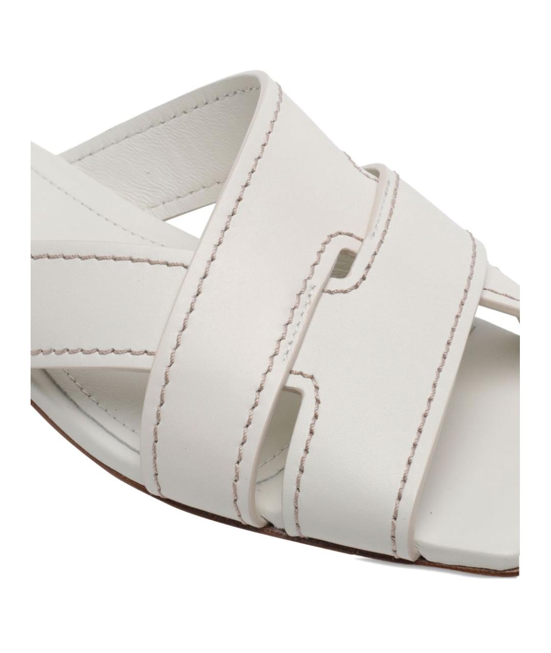 TOD'S Белые кожаные шлепанцы, фото 3