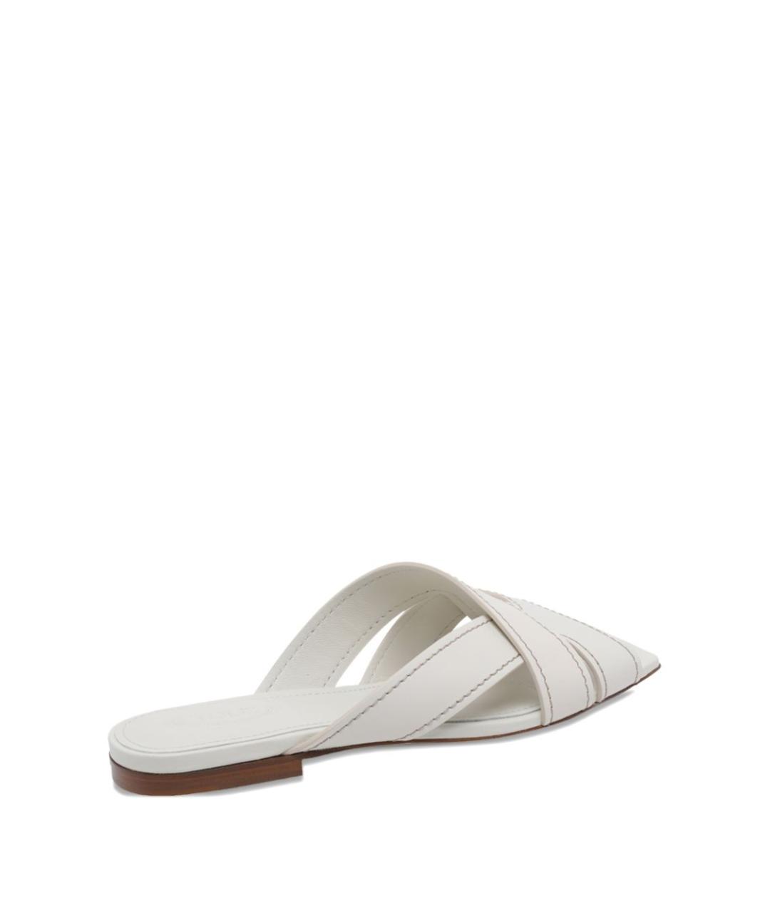 TOD'S Белые кожаные шлепанцы, фото 4