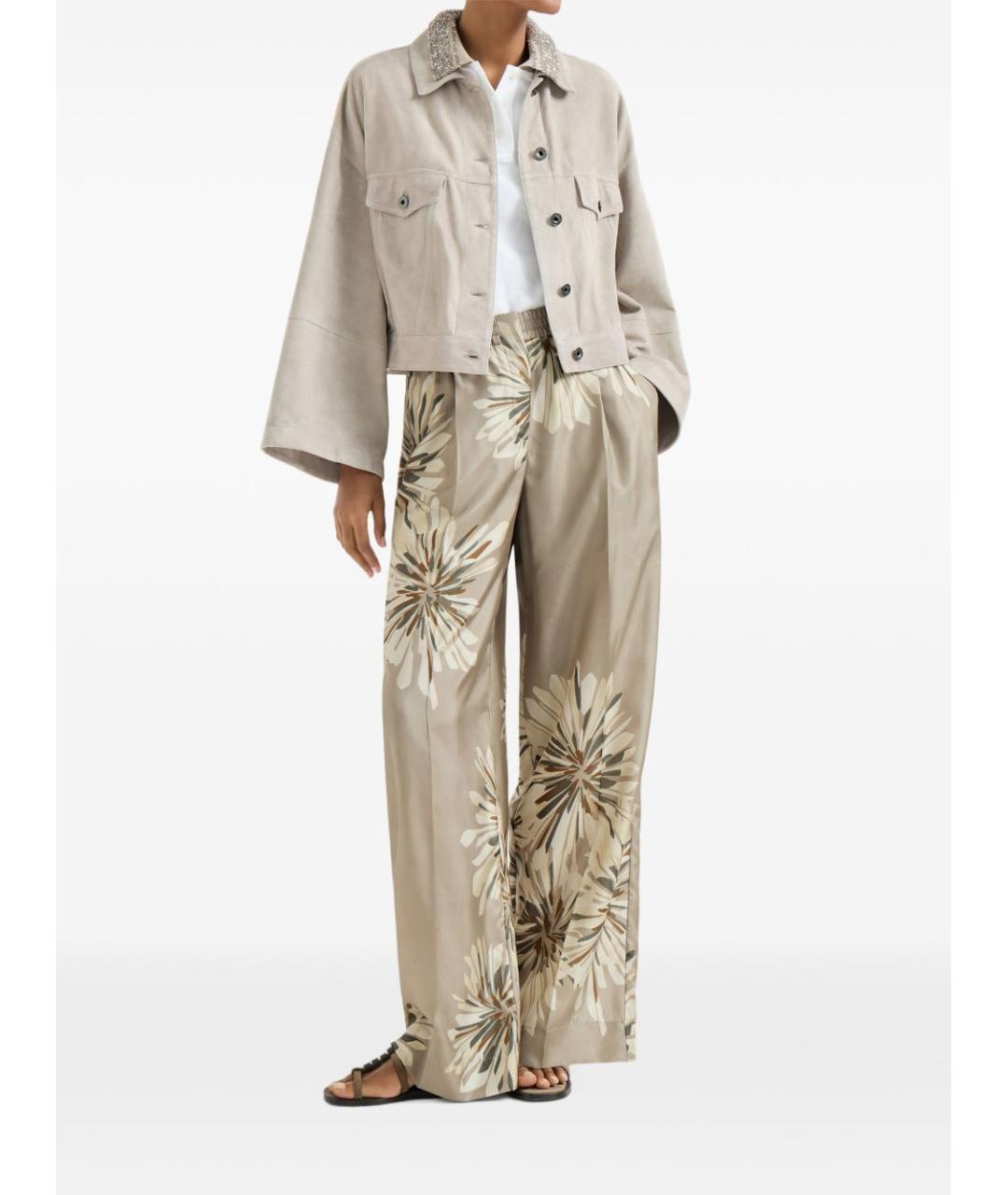 BRUNELLO CUCINELLI Мульти шелковые брюки широкие, фото 5