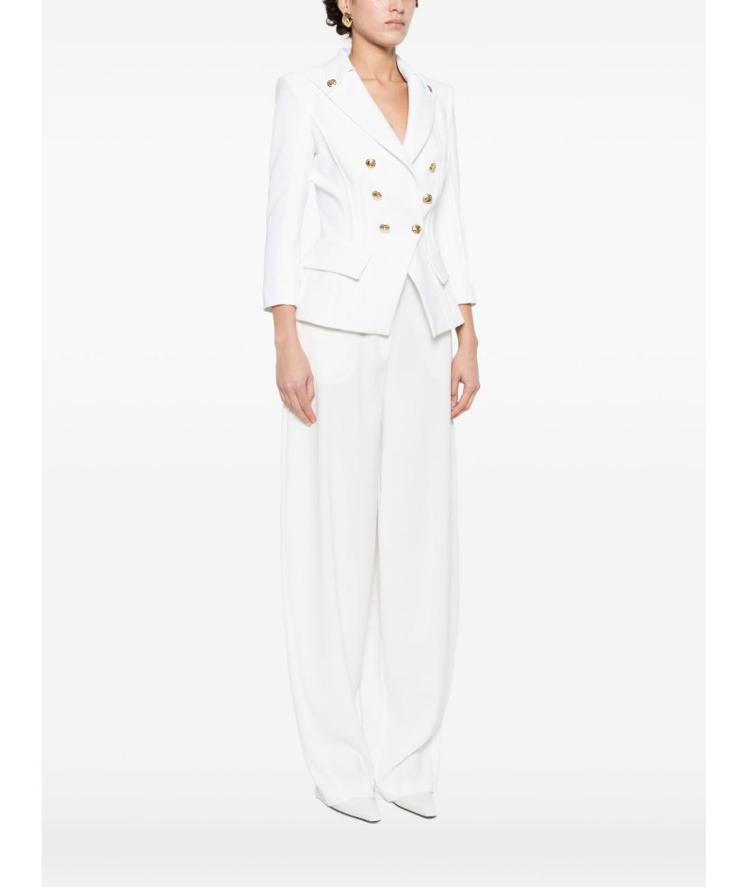 ELISABETTA FRANCHI Белый полиэстеровый жакет/пиджак, фото 4