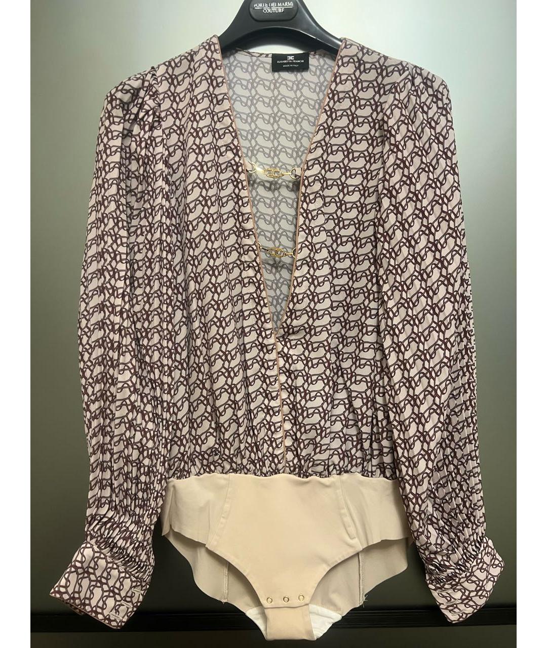 ELISABETTA FRANCHI Коричневая полиэстеровая блузы, фото 8