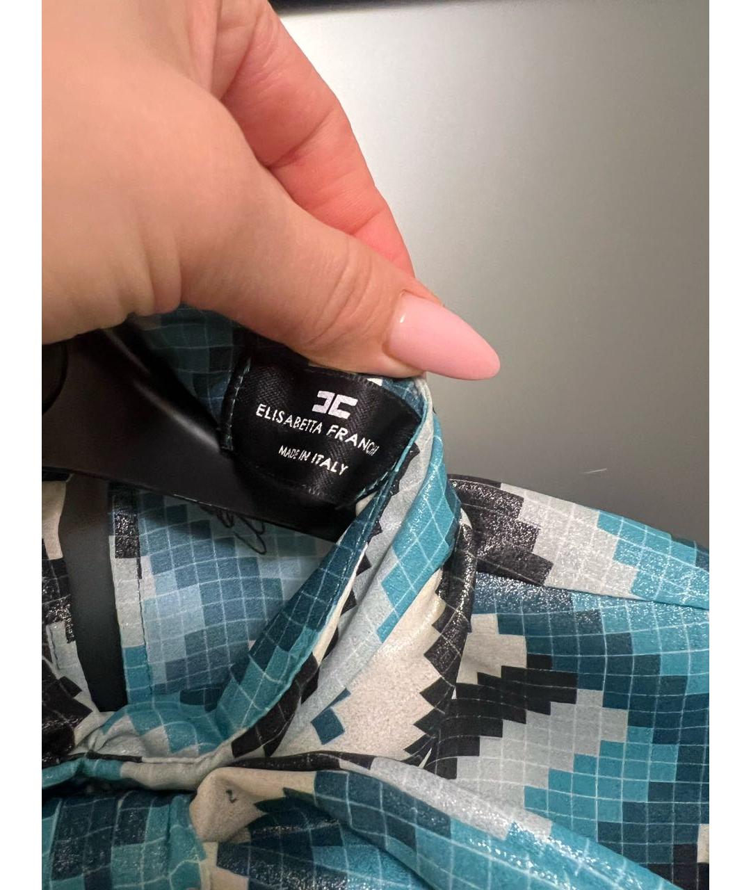 ELISABETTA FRANCHI Бирюзовая полиэстеровая блузы, фото 3