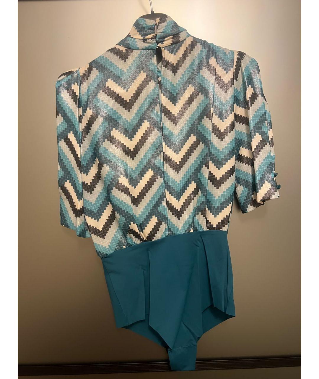 ELISABETTA FRANCHI Бирюзовая полиэстеровая блузы, фото 2