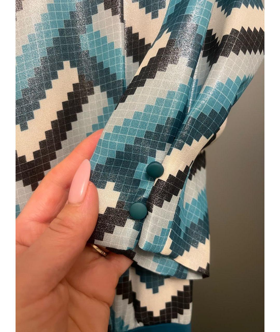 ELISABETTA FRANCHI Бирюзовая полиэстеровая блузы, фото 7