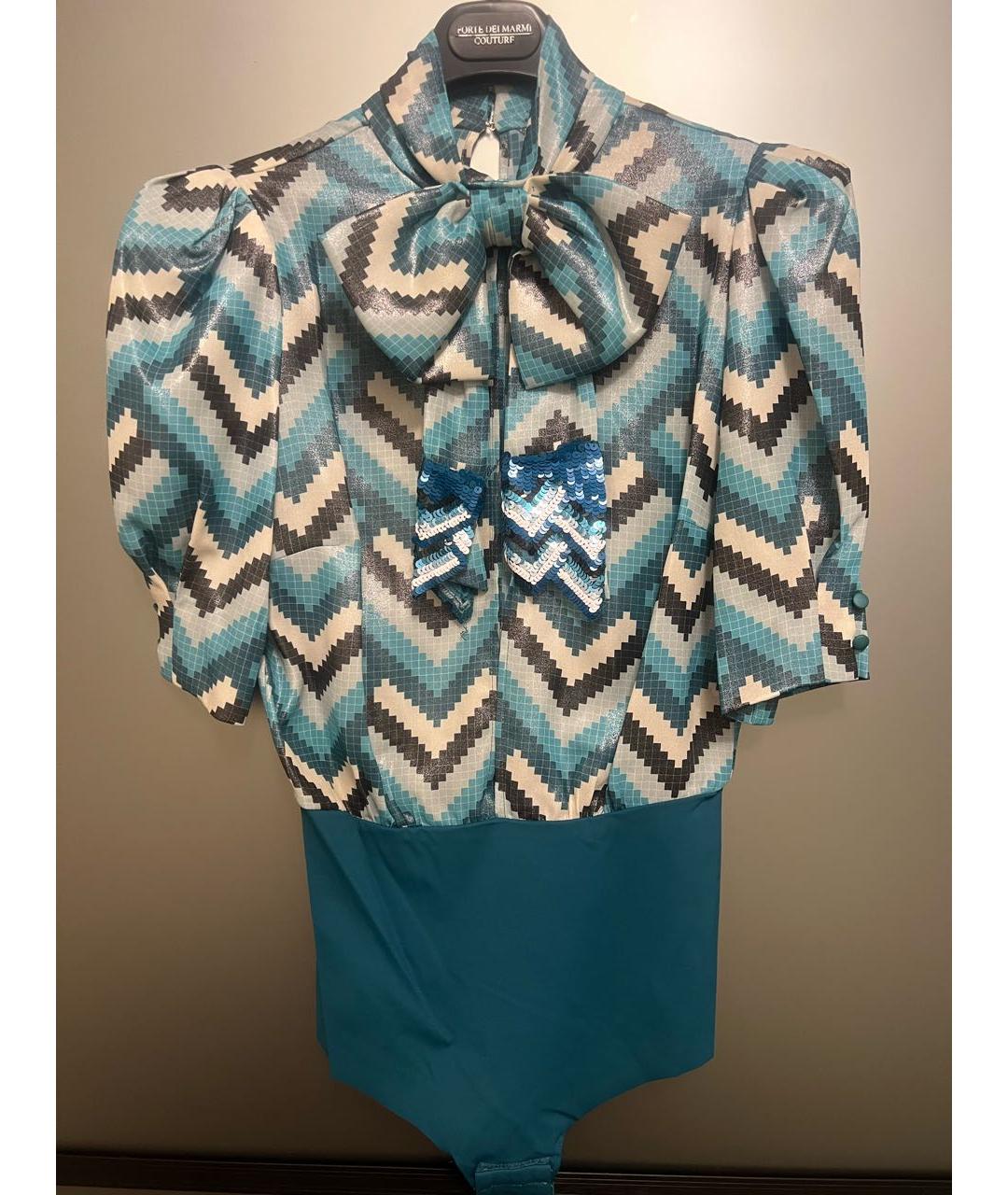 ELISABETTA FRANCHI Бирюзовая полиэстеровая блузы, фото 9