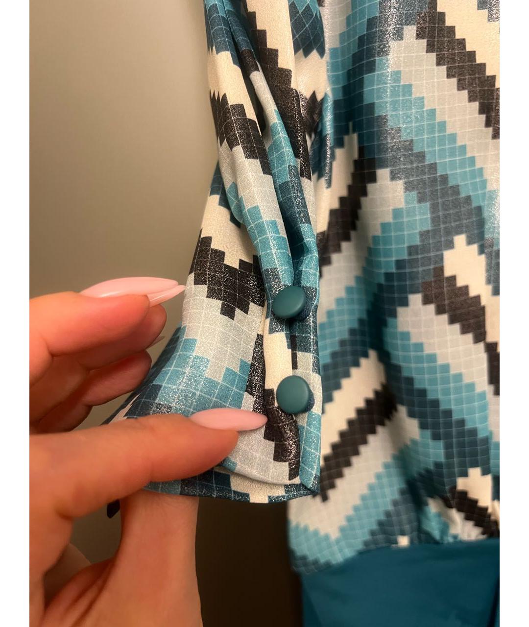 ELISABETTA FRANCHI Бирюзовая полиэстеровая блузы, фото 6