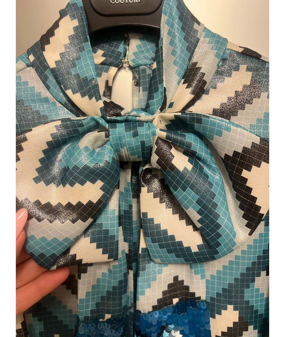 ELISABETTA FRANCHI Бирюзовая полиэстеровая блузы, фото 8