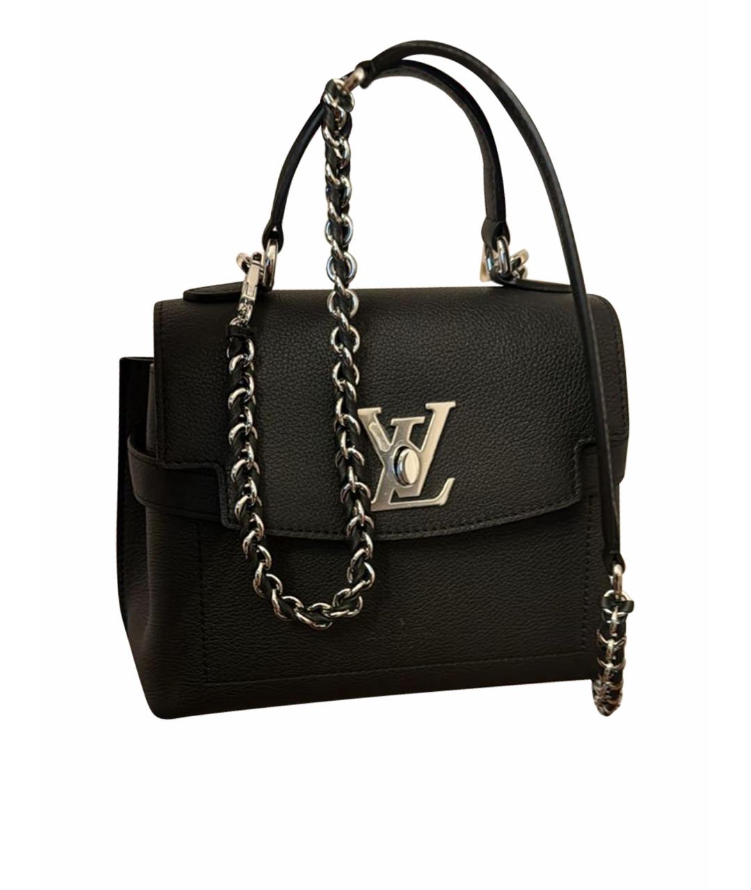 LOUIS VUITTON Черная кожаная сумка с короткими ручками, фото 1