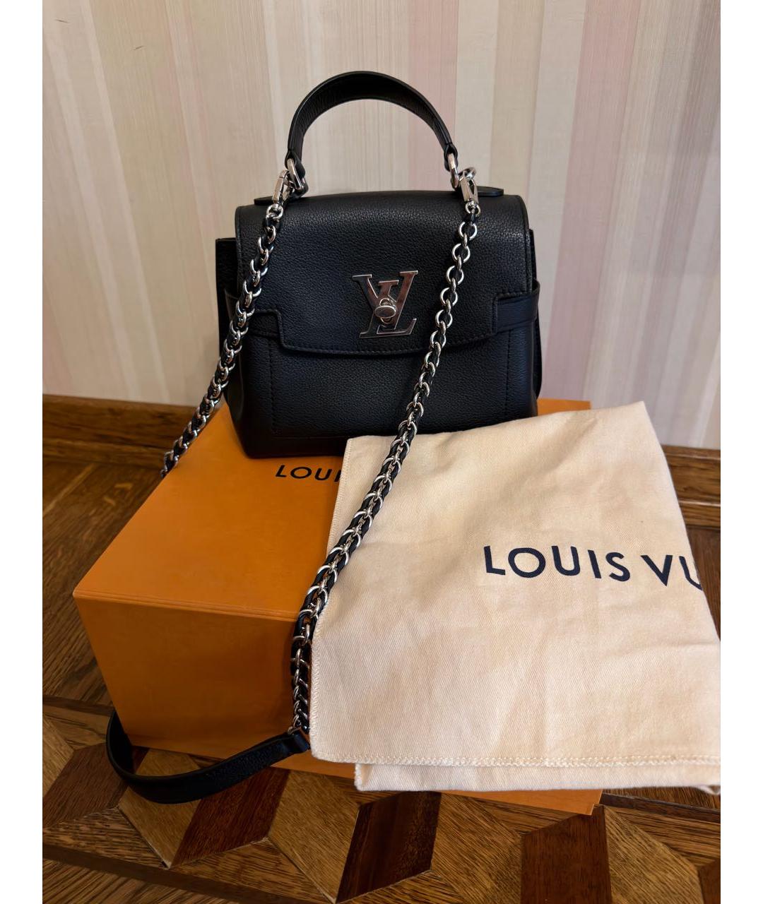 LOUIS VUITTON Черная кожаная сумка с короткими ручками, фото 3