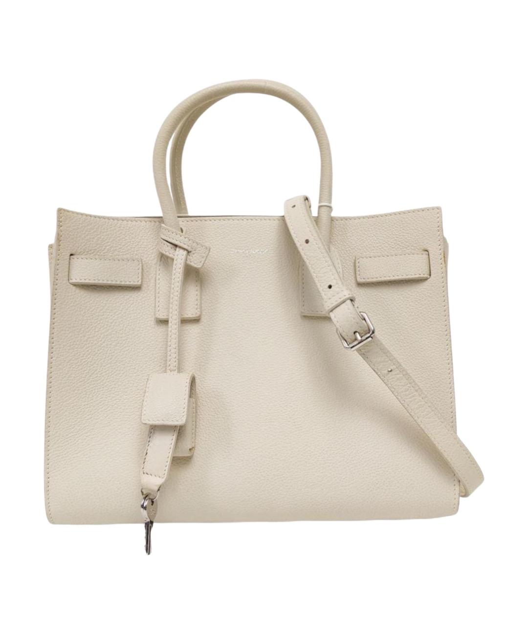 SAINT LAURENT Бежевая кожаная сумка через плечо, фото 1