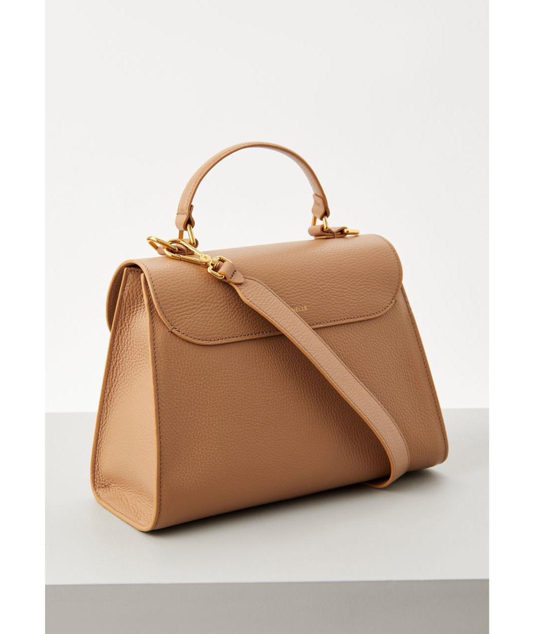 COCCINELLE Бежевая кожаная сумка с короткими ручками, фото 2