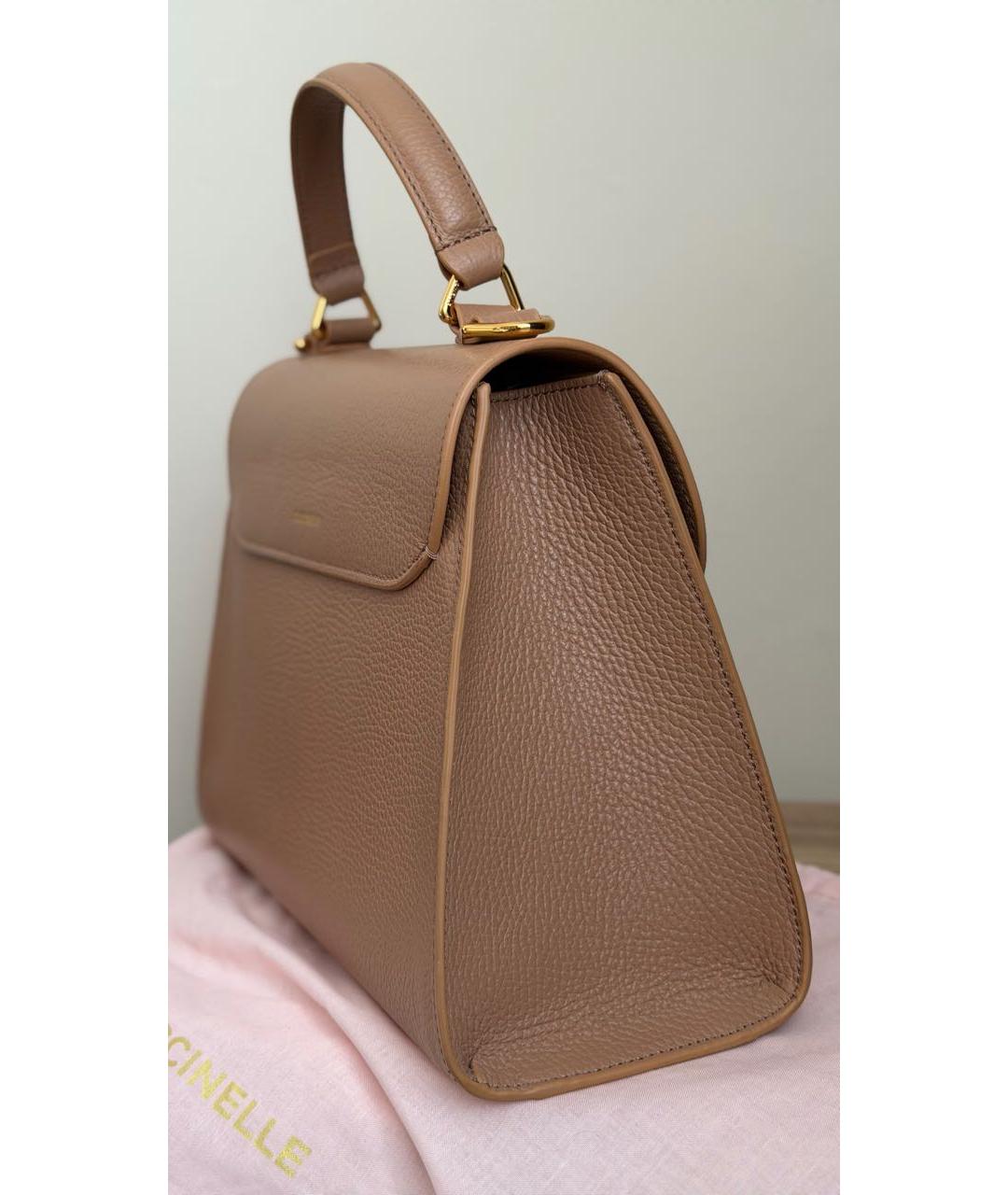 COCCINELLE Бежевая кожаная сумка с короткими ручками, фото 8