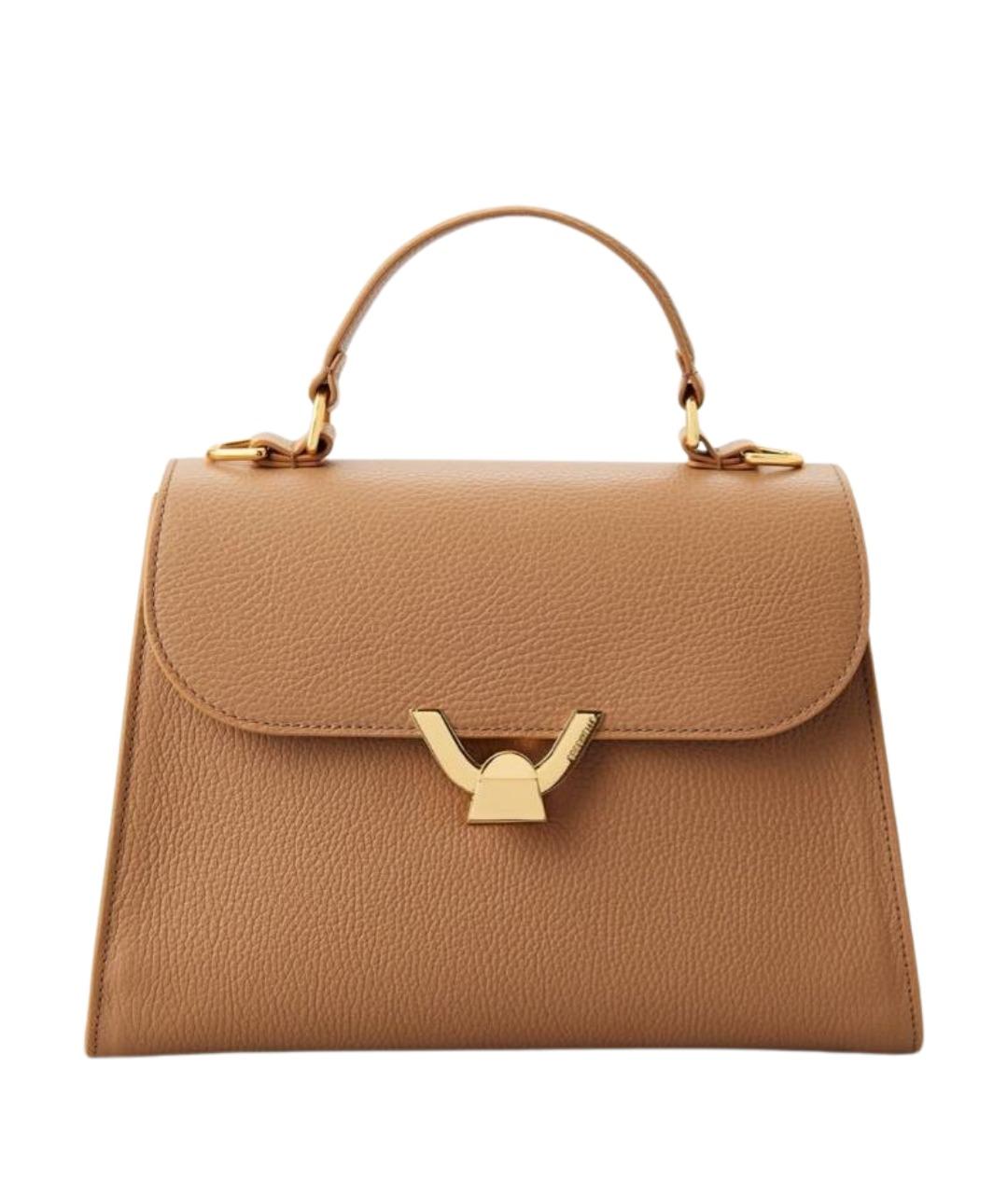 COCCINELLE Бежевая кожаная сумка с короткими ручками, фото 1