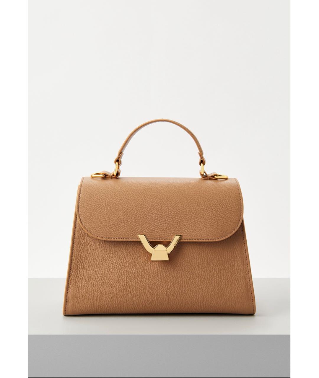 COCCINELLE Бежевая кожаная сумка с короткими ручками, фото 9