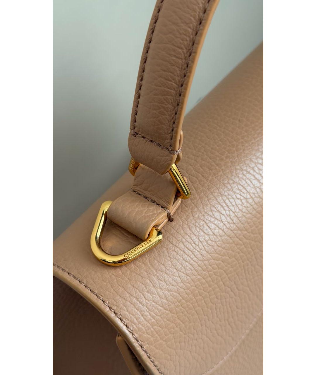 COCCINELLE Бежевая кожаная сумка с короткими ручками, фото 7