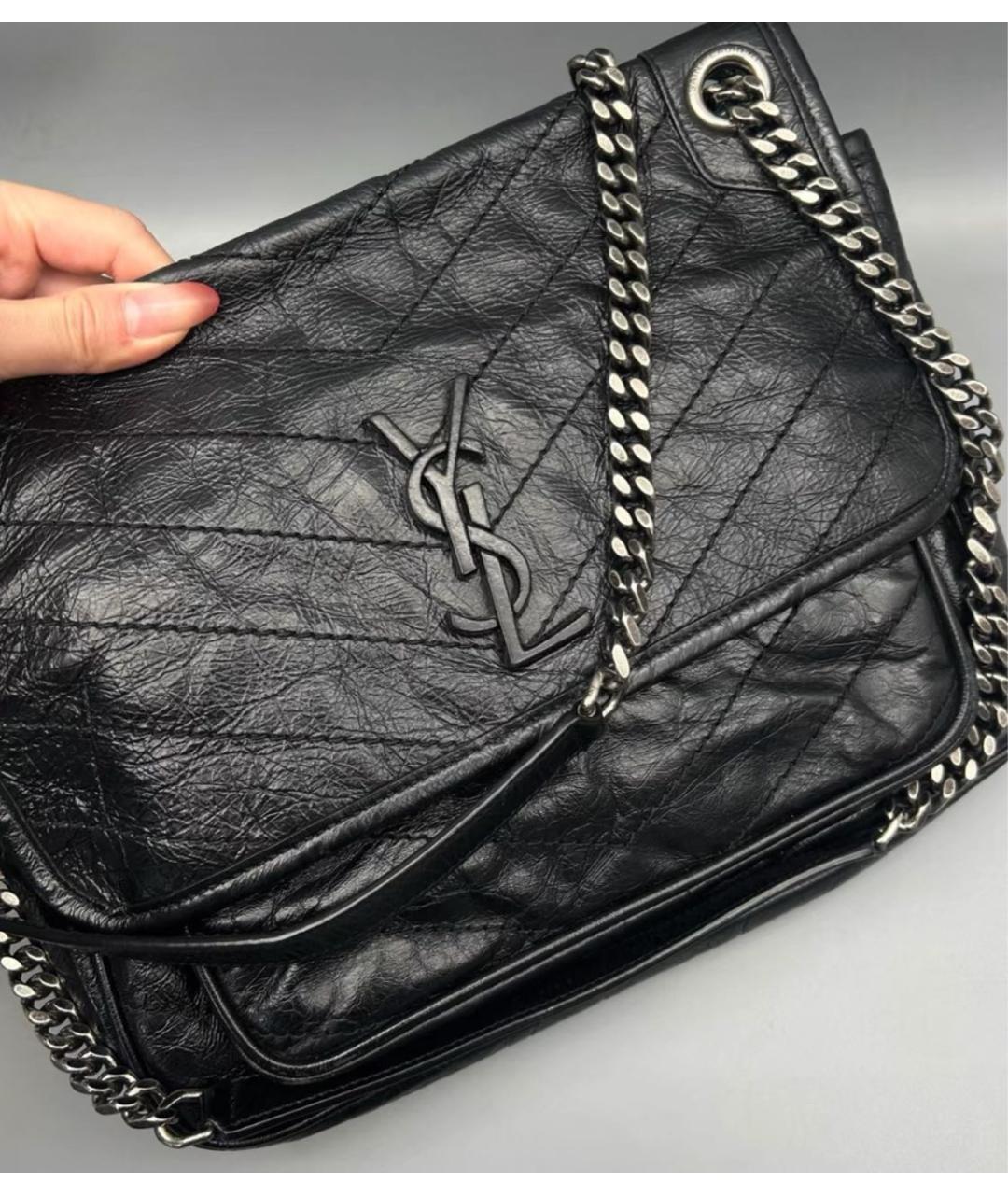 SAINT LAURENT Черная кожаная сумка через плечо, фото 4