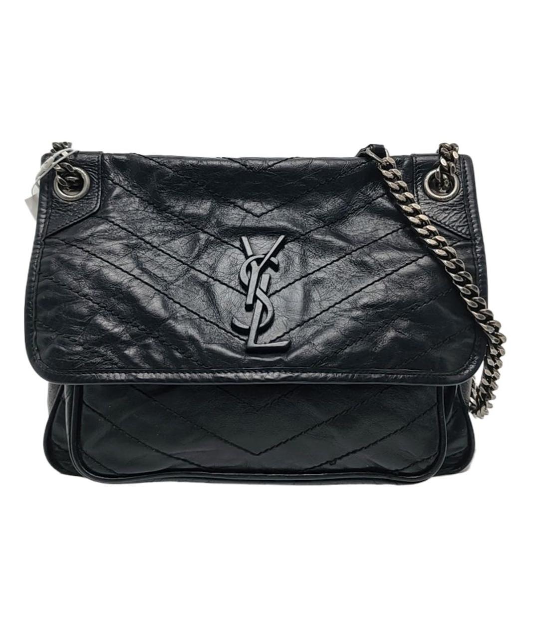 SAINT LAURENT Черная кожаная сумка через плечо, фото 6