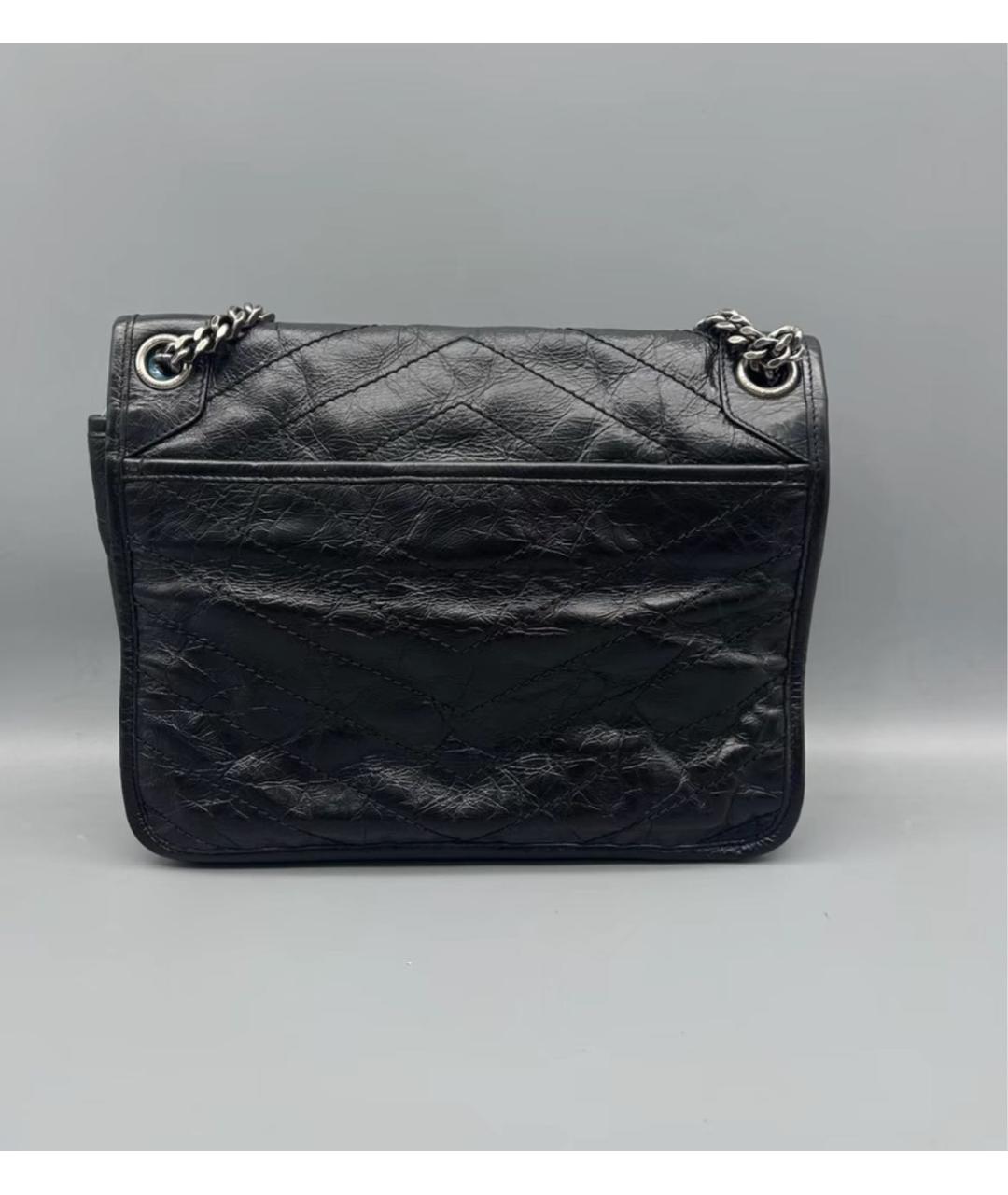 SAINT LAURENT Черная кожаная сумка через плечо, фото 3