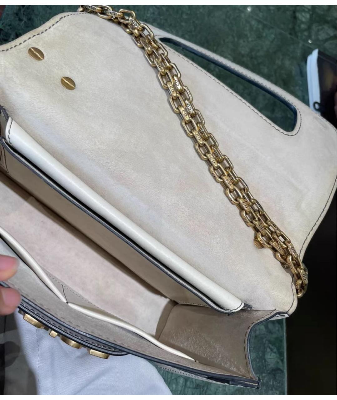 CHRISTIAN DIOR Белая кожаная сумка через плечо, фото 4