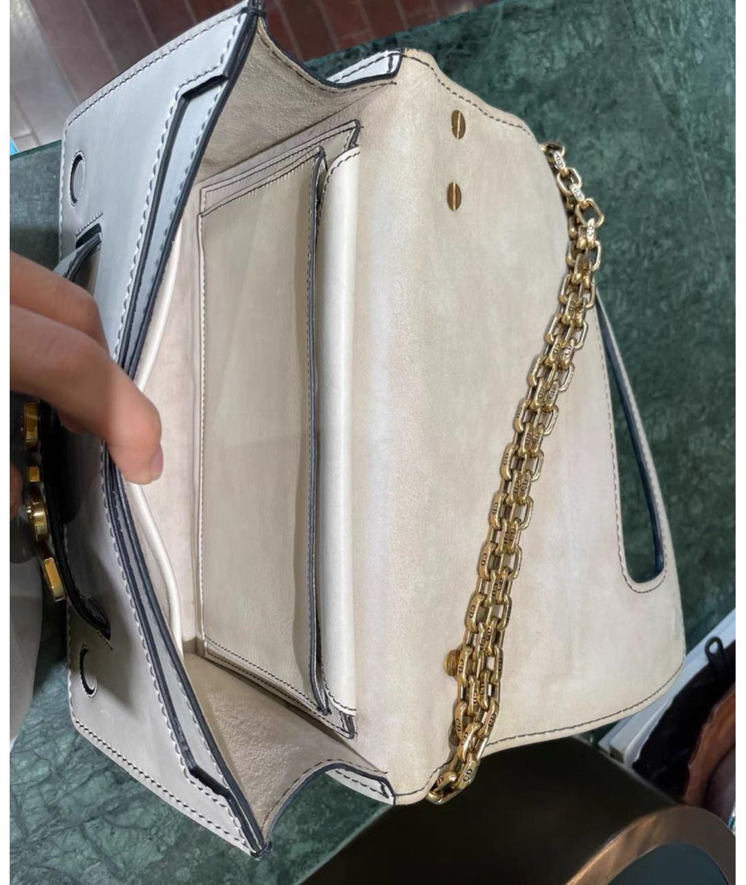 CHRISTIAN DIOR Белая кожаная сумка через плечо, фото 5