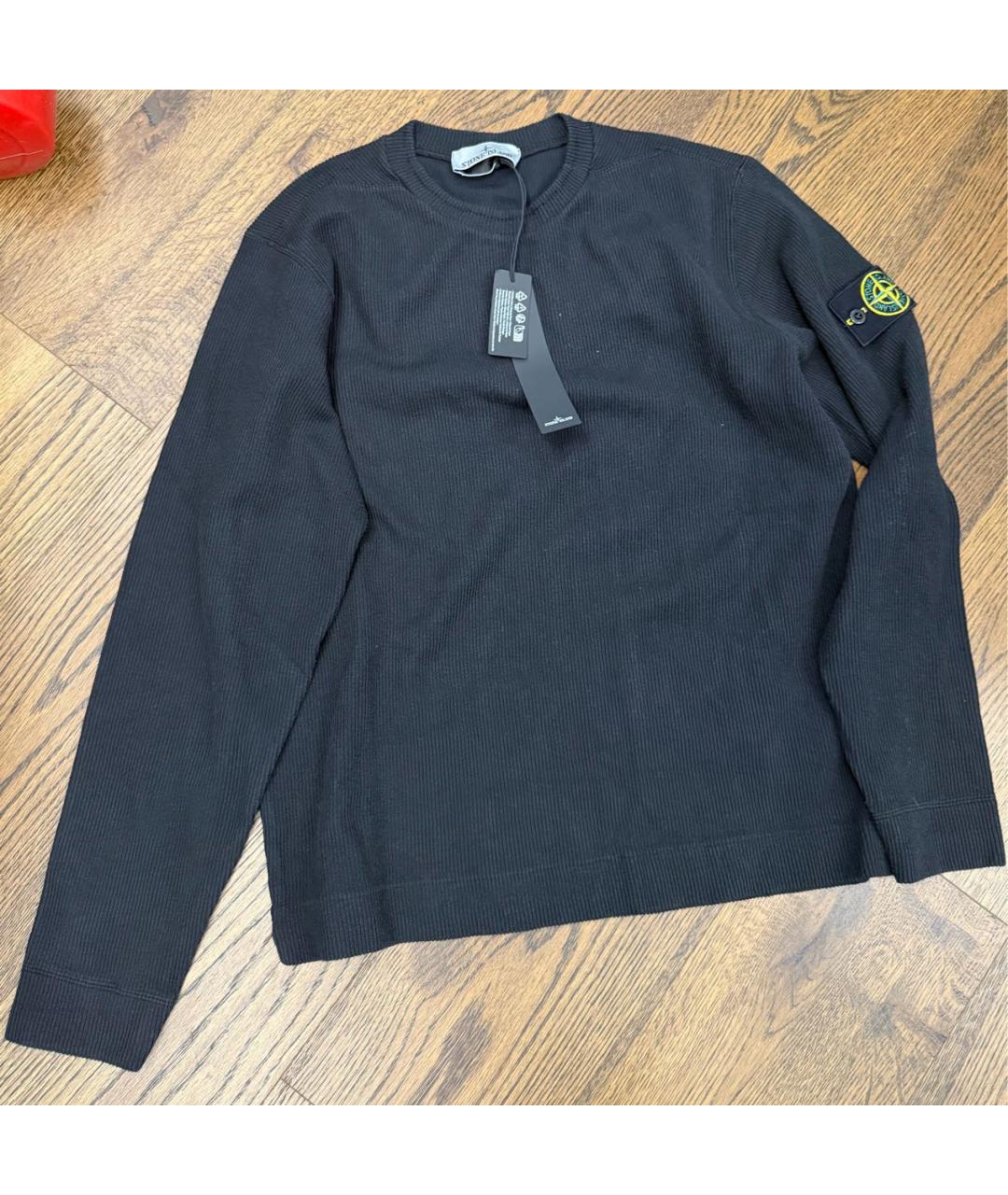 STONE ISLAND Черный хлопковый джемпер / свитер, фото 5