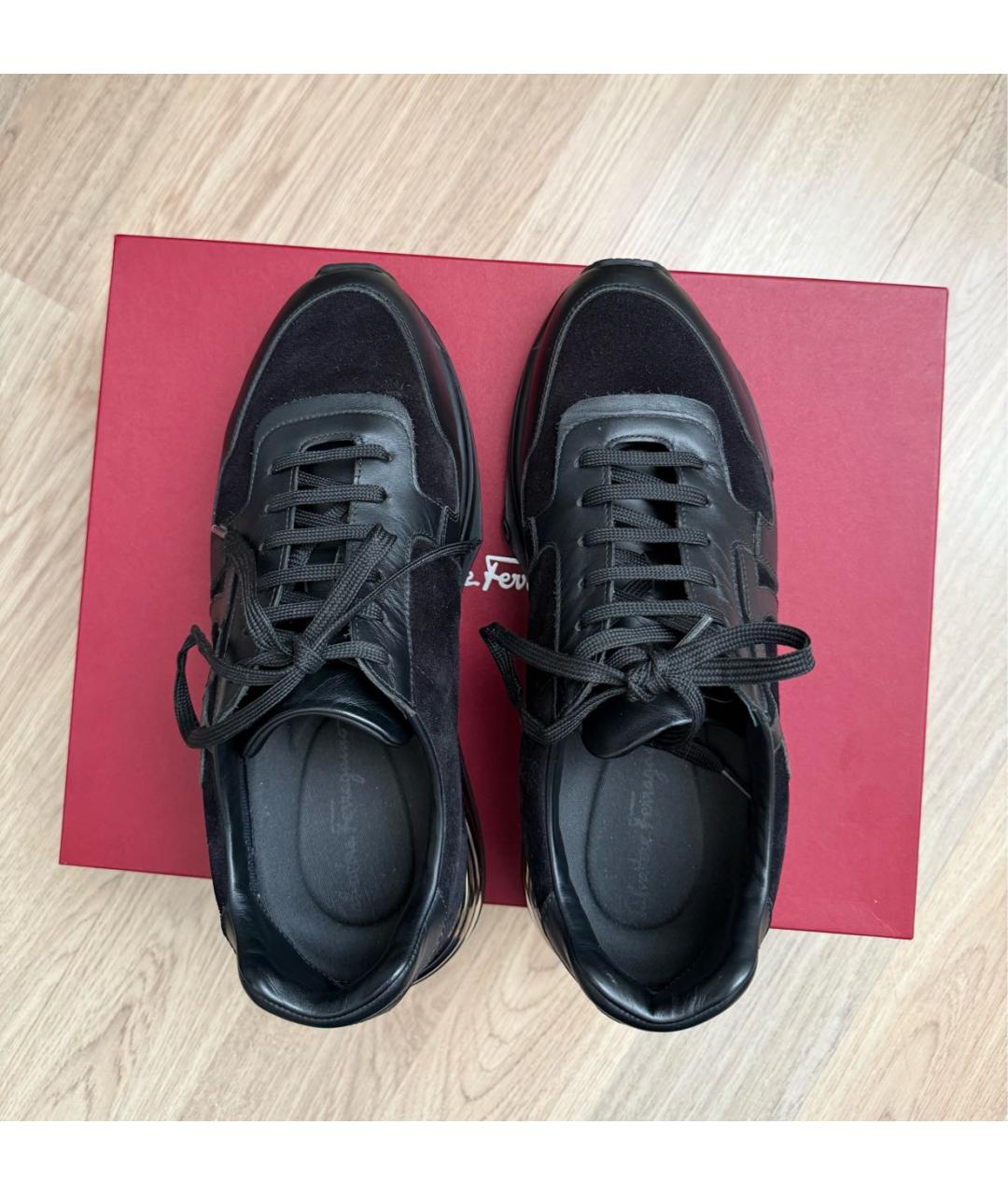 FERRAGAMO Черные замшевые низкие кроссовки / кеды, фото 3