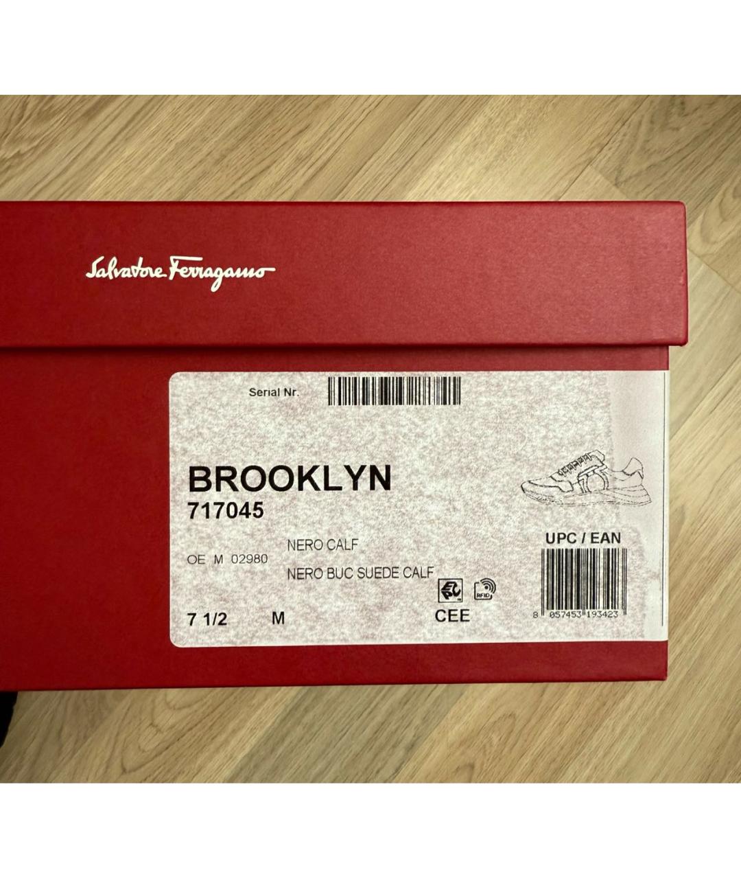 FERRAGAMO Черные замшевые низкие кроссовки / кеды, фото 5