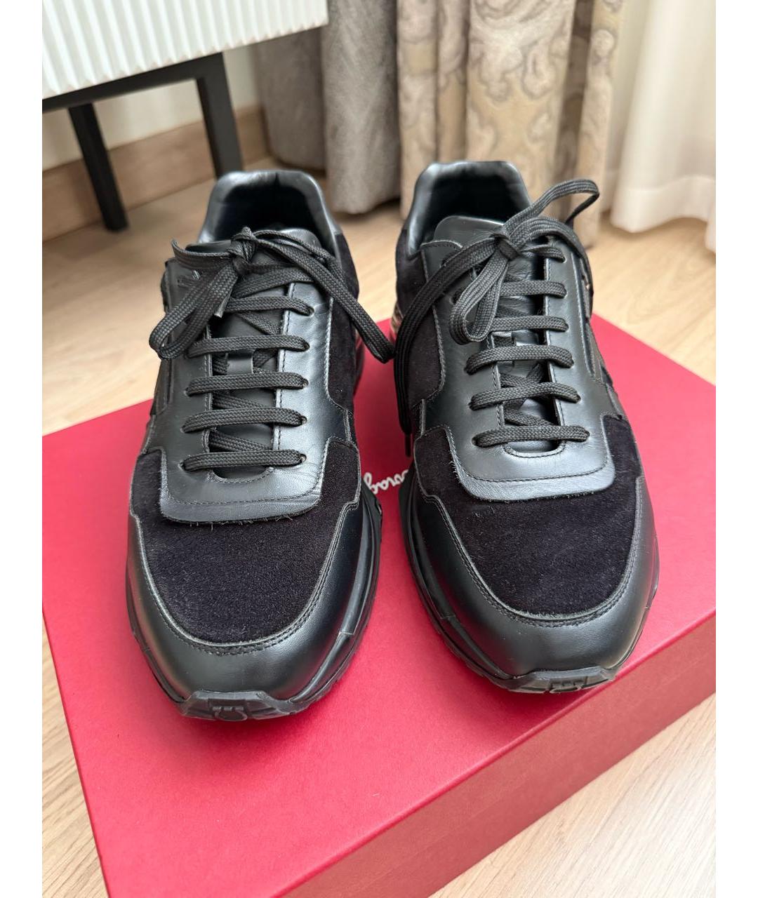FERRAGAMO Черные замшевые низкие кроссовки / кеды, фото 2