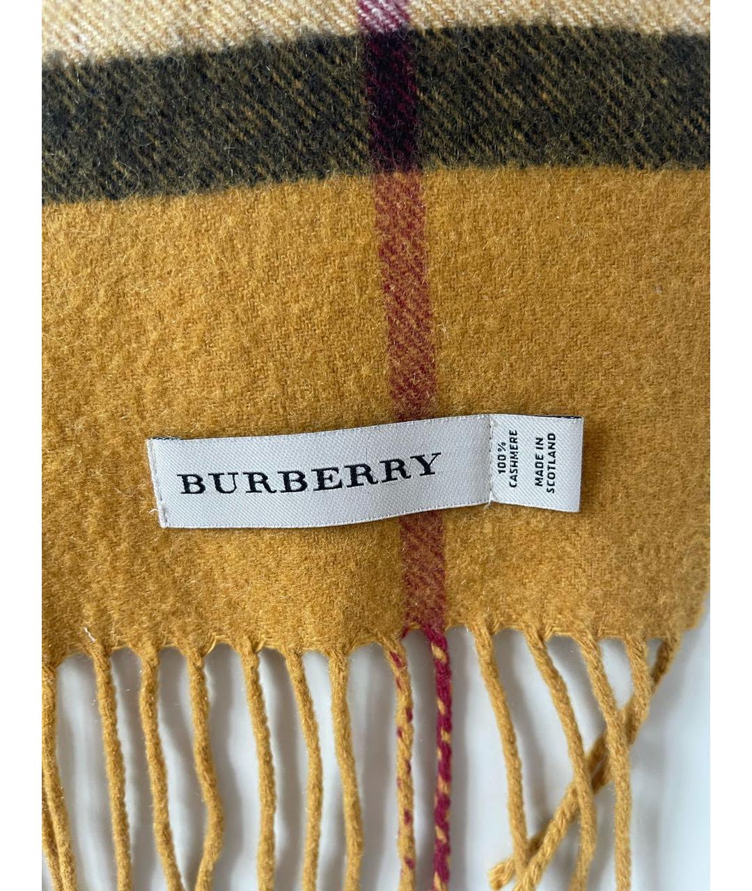 BURBERRY Горчичный кашемировый шарф, фото 3