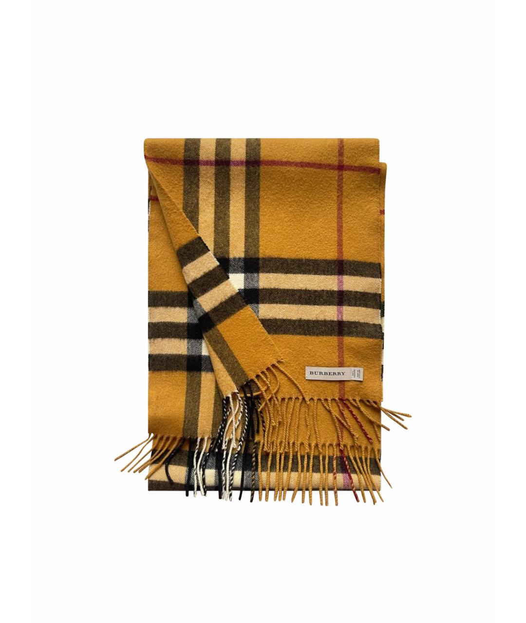BURBERRY Горчичный кашемировый шарф, фото 1