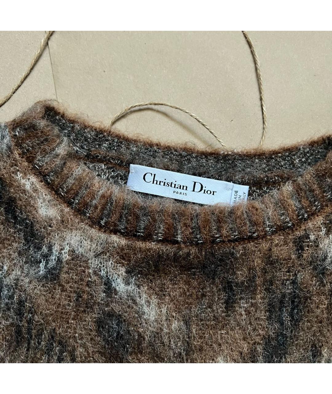 CHRISTIAN DIOR Коричневый шерстяной джемпер / свитер, фото 3