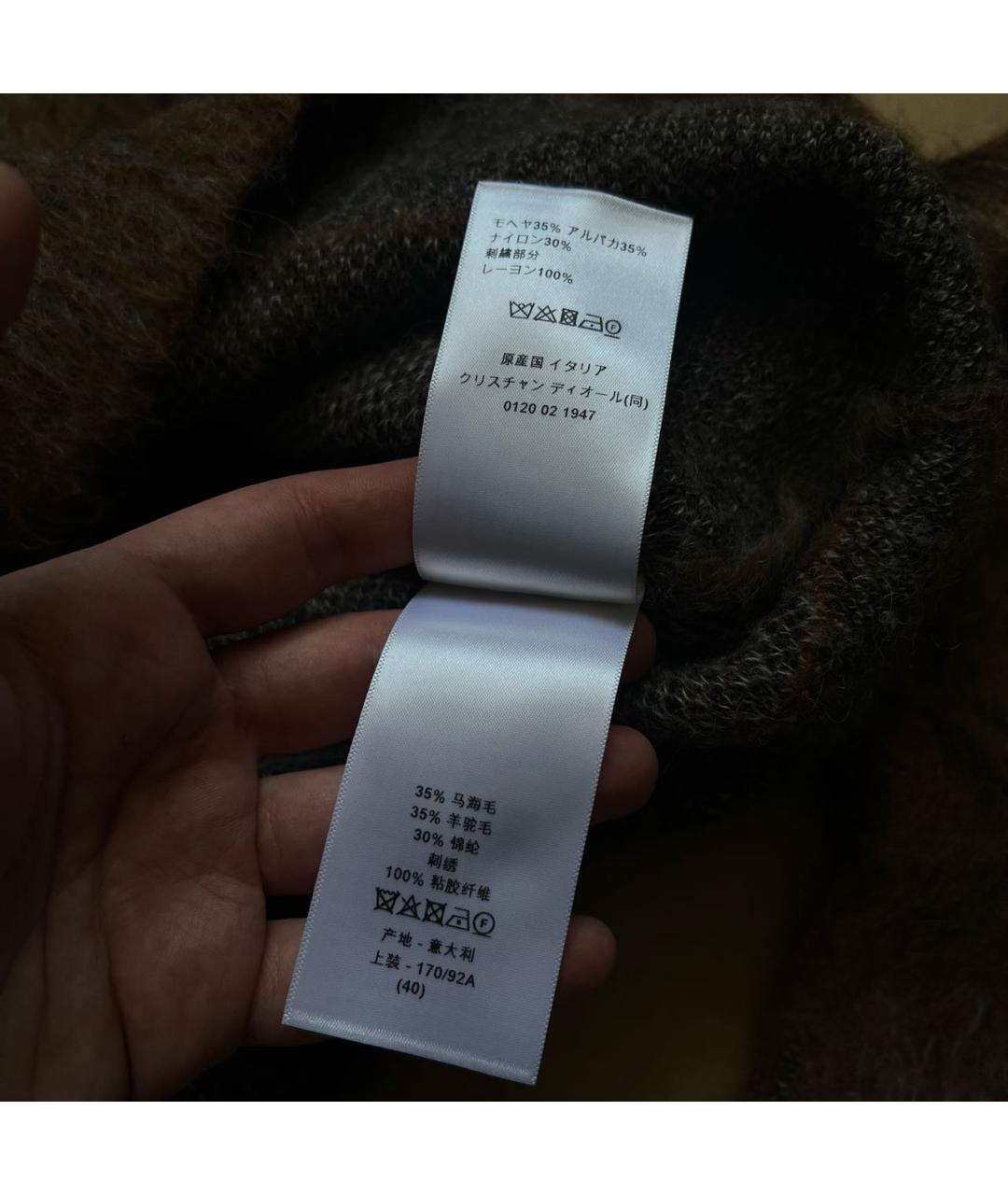 CHRISTIAN DIOR Коричневый шерстяной джемпер / свитер, фото 5