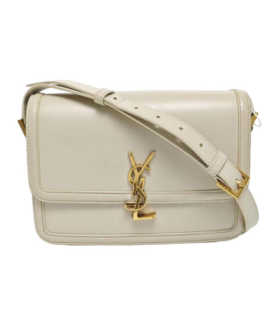 SAINT LAURENT Белая кожаная сумка через плечо, фото 7