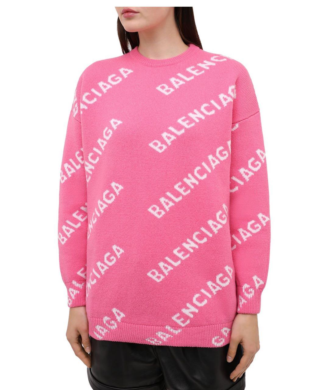 BALENCIAGA Розовый шерстяной джемпер / свитер, фото 3