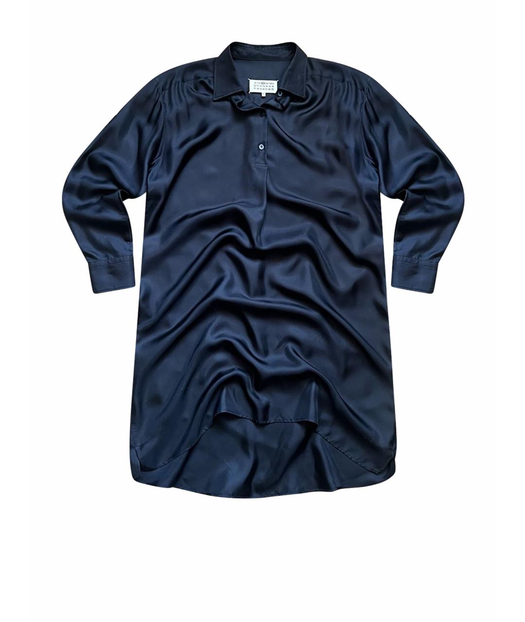 MAISON MARGIELA Темно-синее шелковое повседневное платье, фото 1