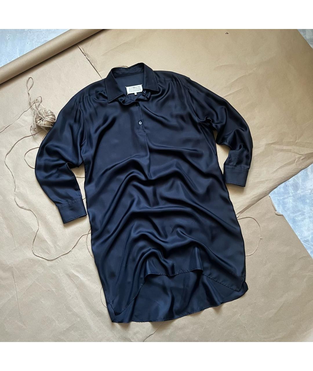 MAISON MARGIELA Темно-синее шелковое повседневное платье, фото 8