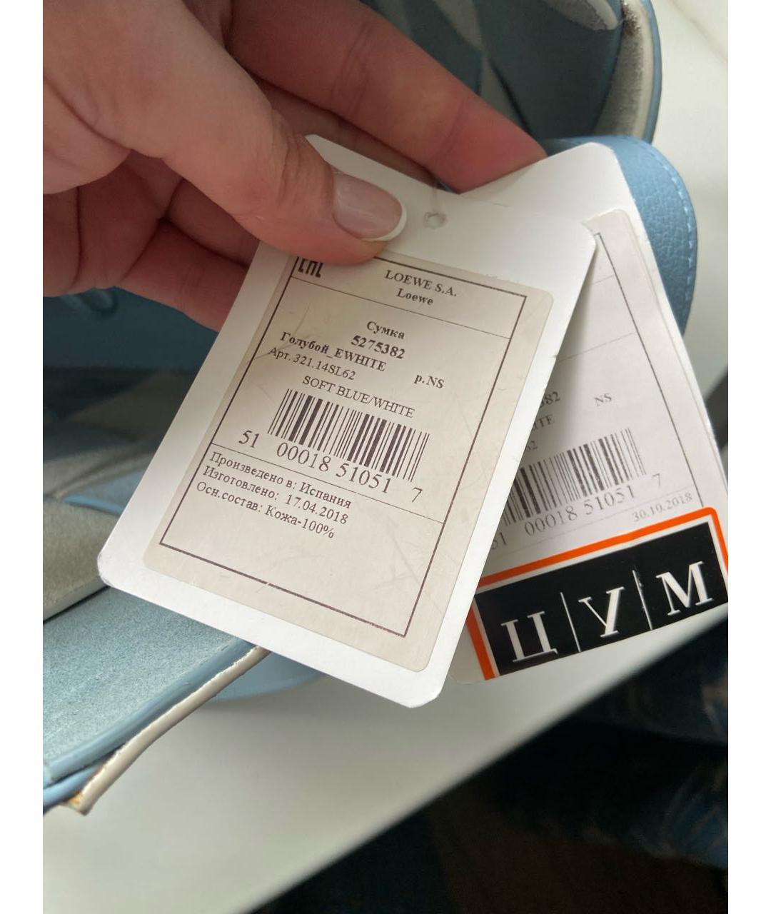 LOEWE Голубая кожаная сумка тоут, фото 2