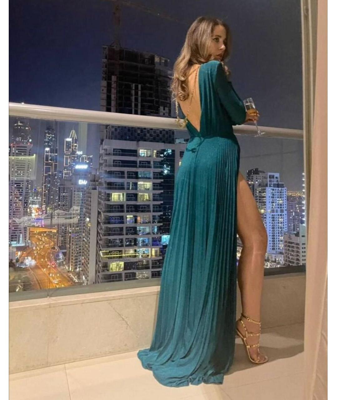 ELISABETTA FRANCHI Зеленые вискозное вечернее платье, фото 5