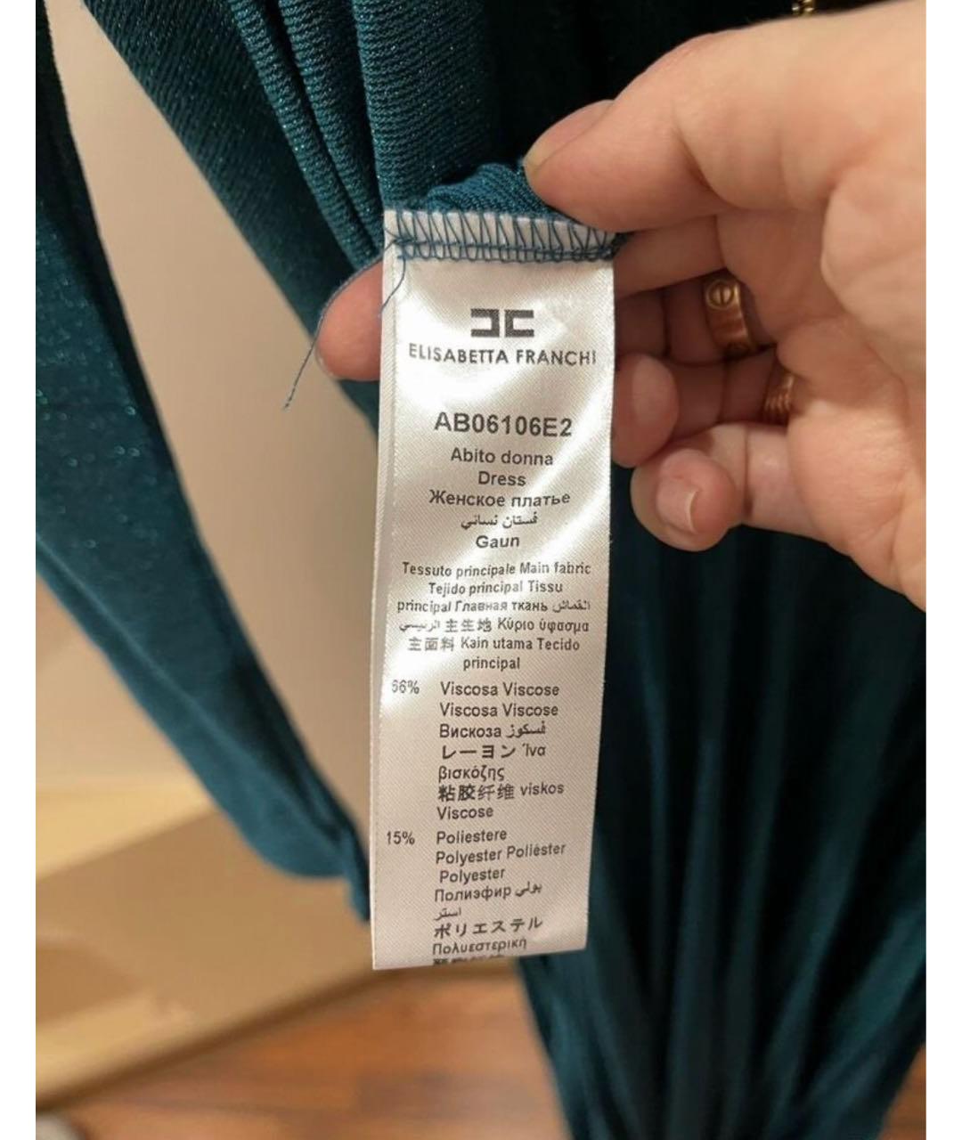 ELISABETTA FRANCHI Зеленые вискозное вечернее платье, фото 4
