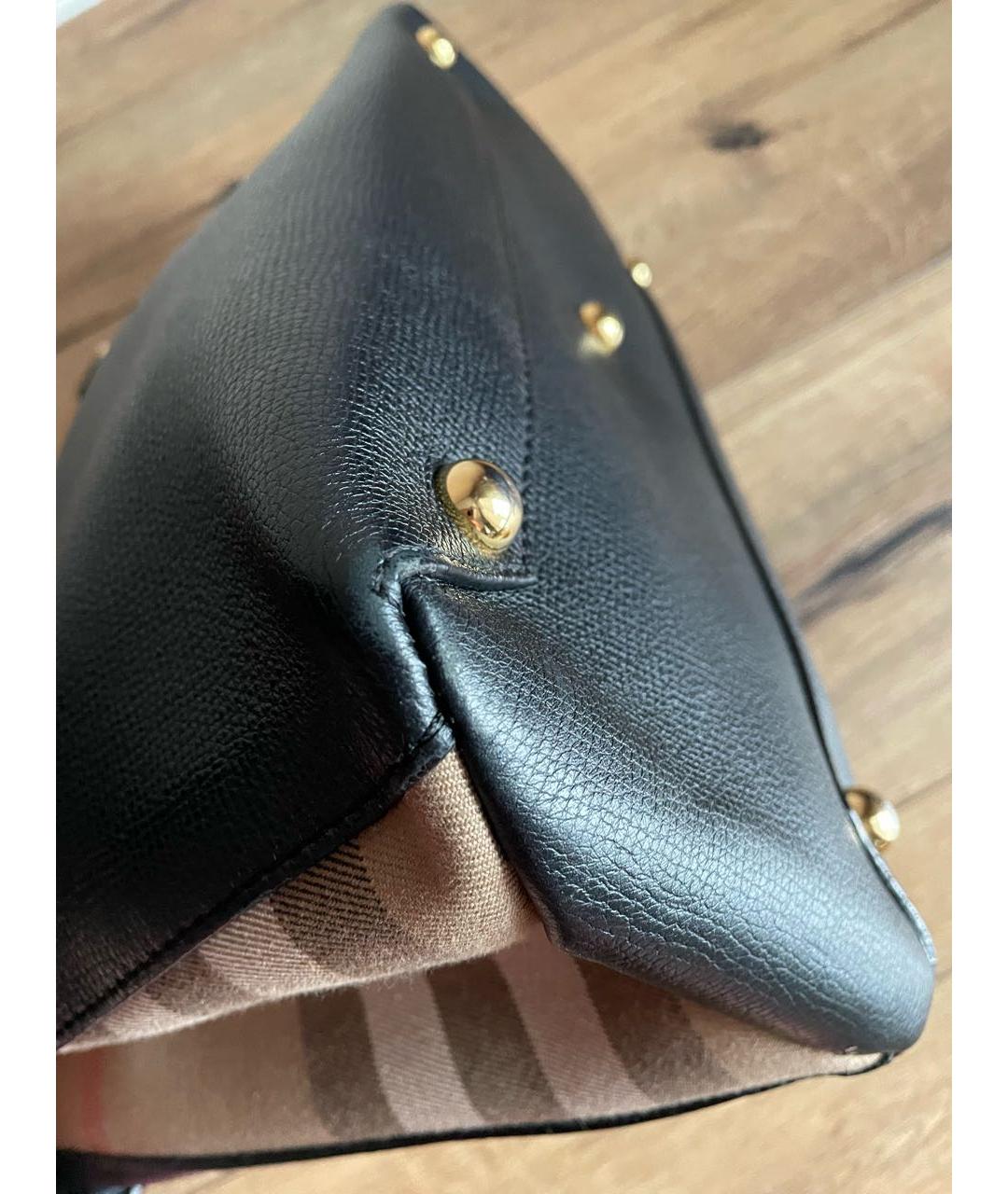 BURBERRY Черная кожаная сумка с короткими ручками, фото 8