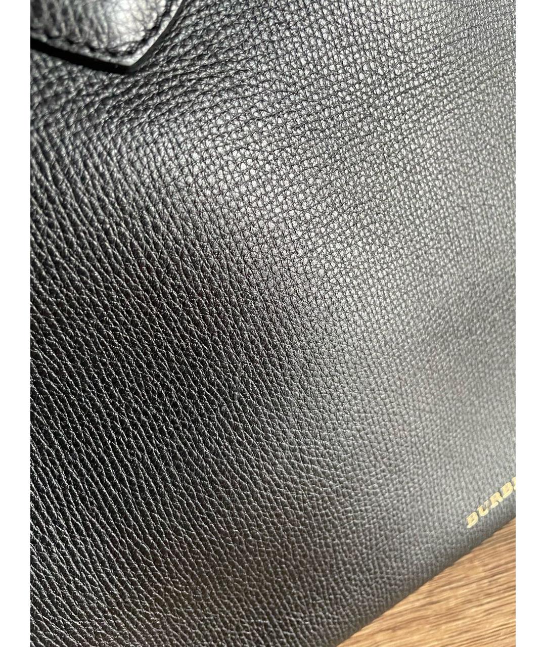 BURBERRY Черная кожаная сумка с короткими ручками, фото 5