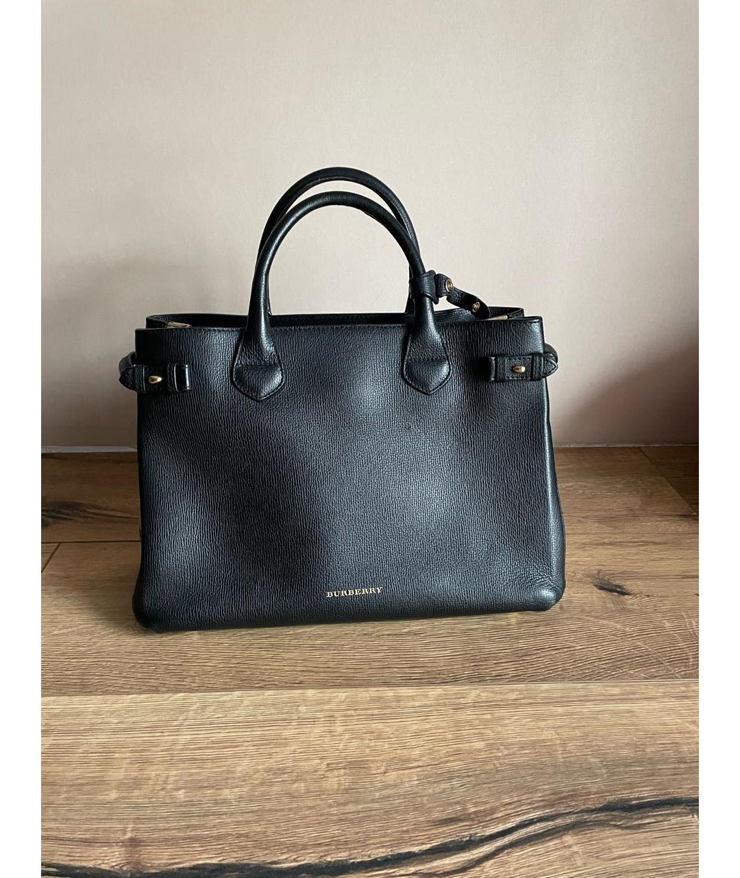 BURBERRY Черная кожаная сумка с короткими ручками, фото 9