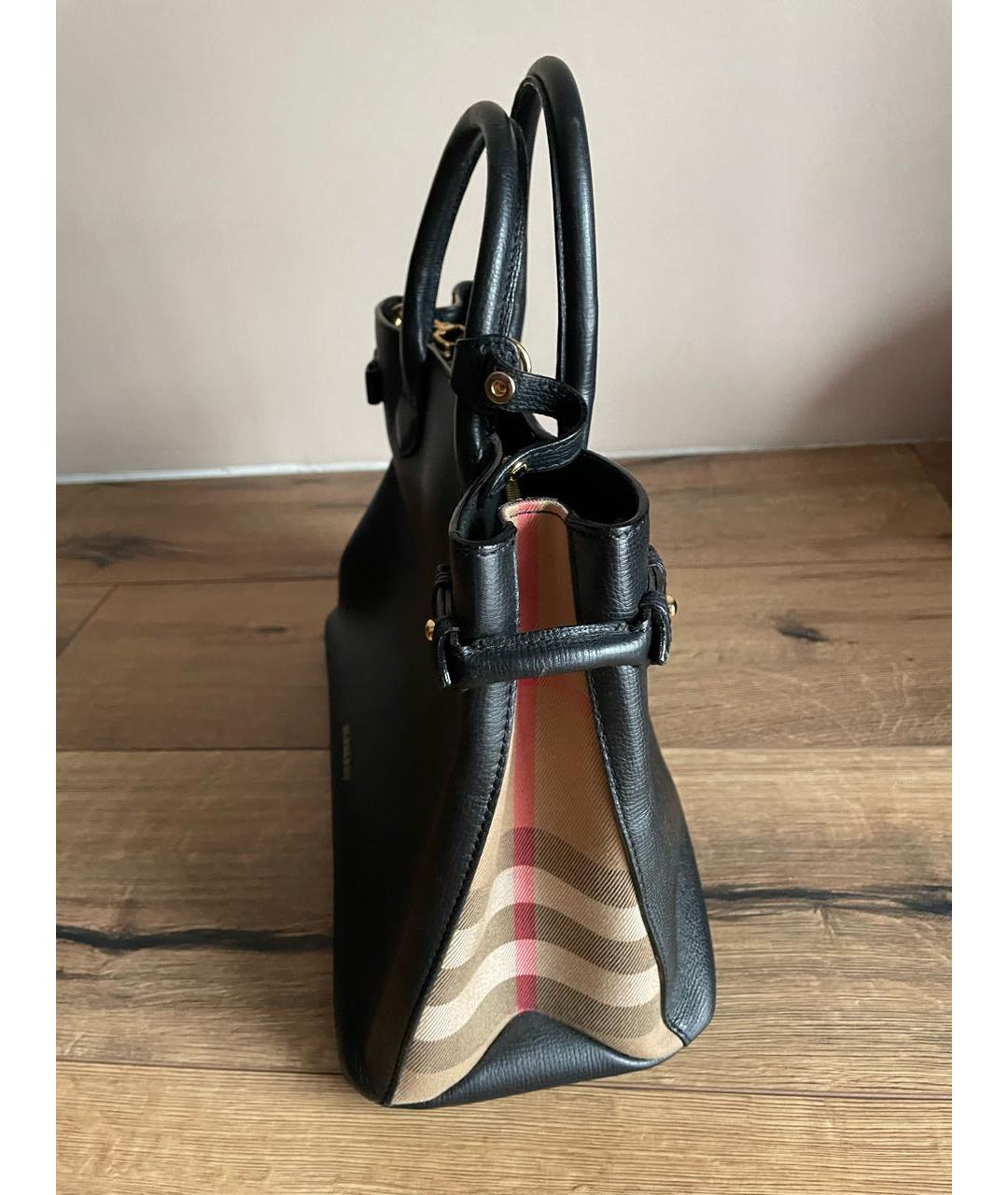 BURBERRY Черная кожаная сумка с короткими ручками, фото 6