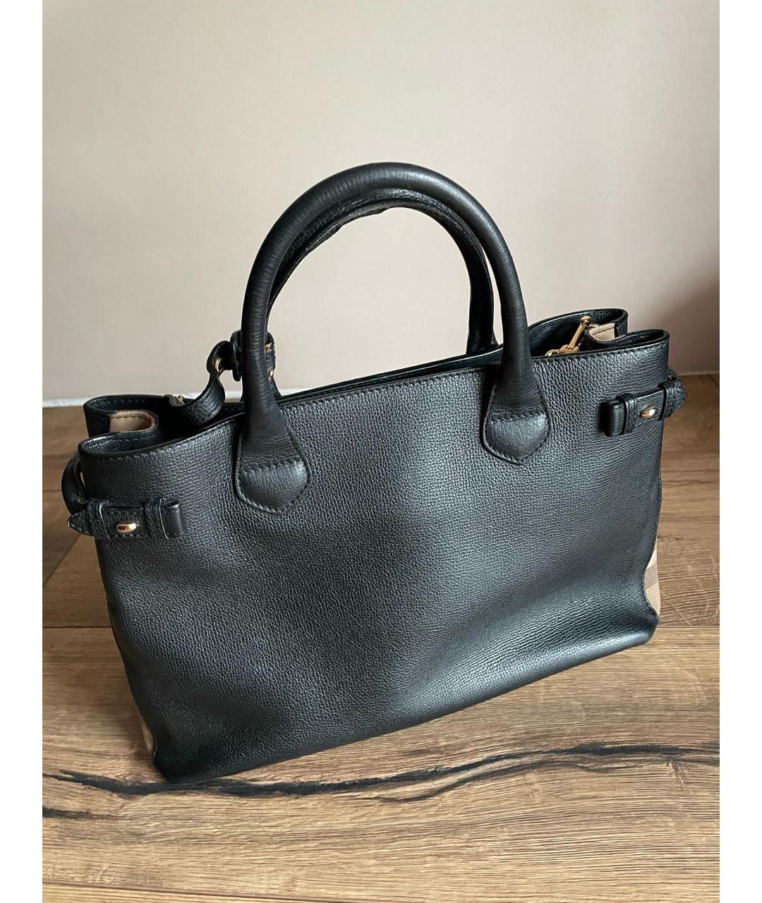 BURBERRY Черная кожаная сумка с короткими ручками, фото 3