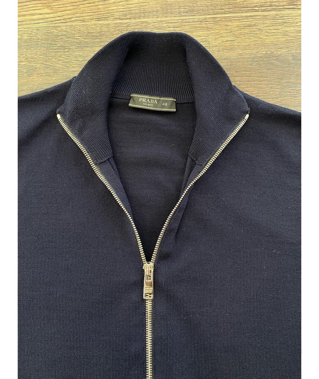 PRADA Темно-синий шерстяной джемпер / свитер, фото 3