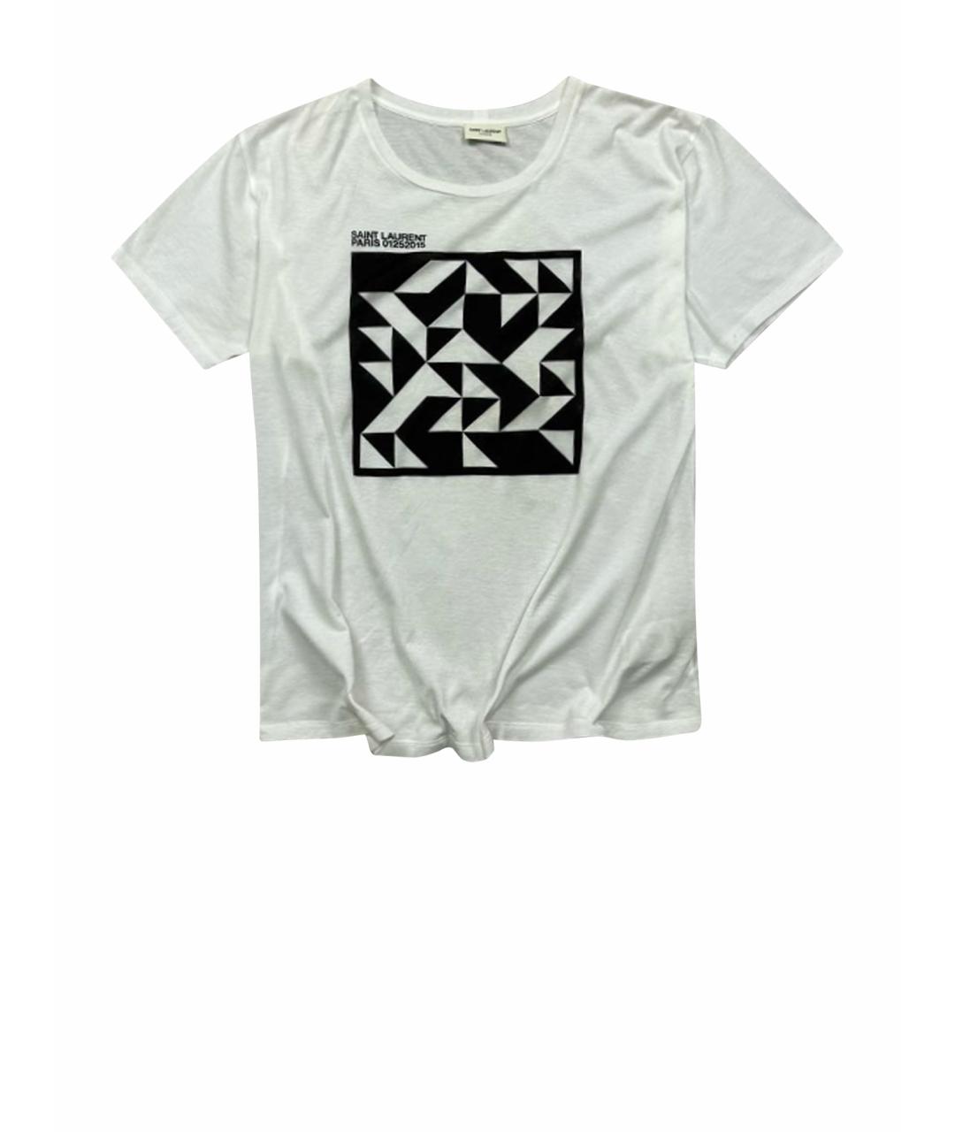 SAINT LAURENT Белая хлопковая футболка, фото 1