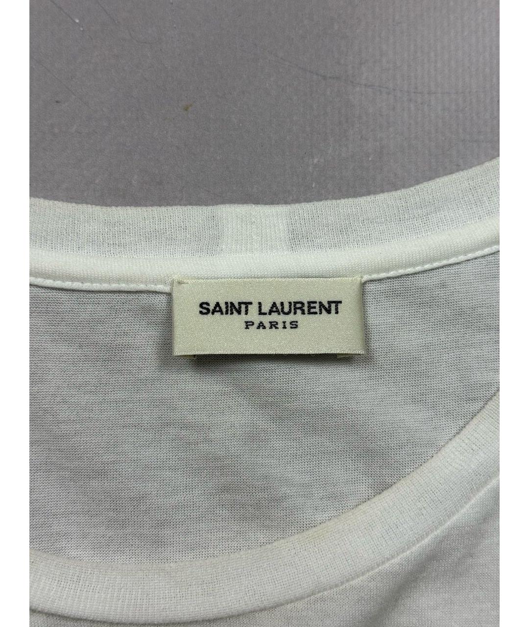 SAINT LAURENT Белая хлопковая футболка, фото 5