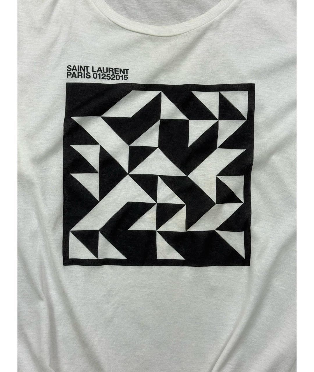 SAINT LAURENT Белая хлопковая футболка, фото 2